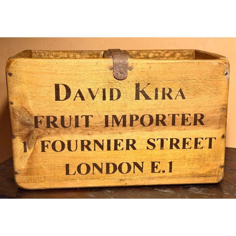 Vintage Style Mango Wood David Spicer Fruit Box Market Box London 1960s - 1970s